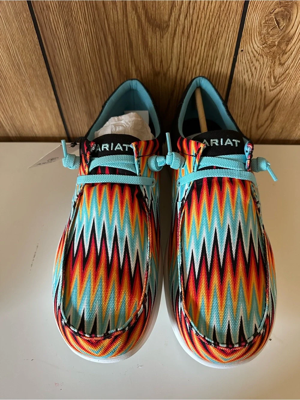 Ariat Men’s Hilo’s- Turquoise Orange Multi-Pattern Slip-On Loafers NWT